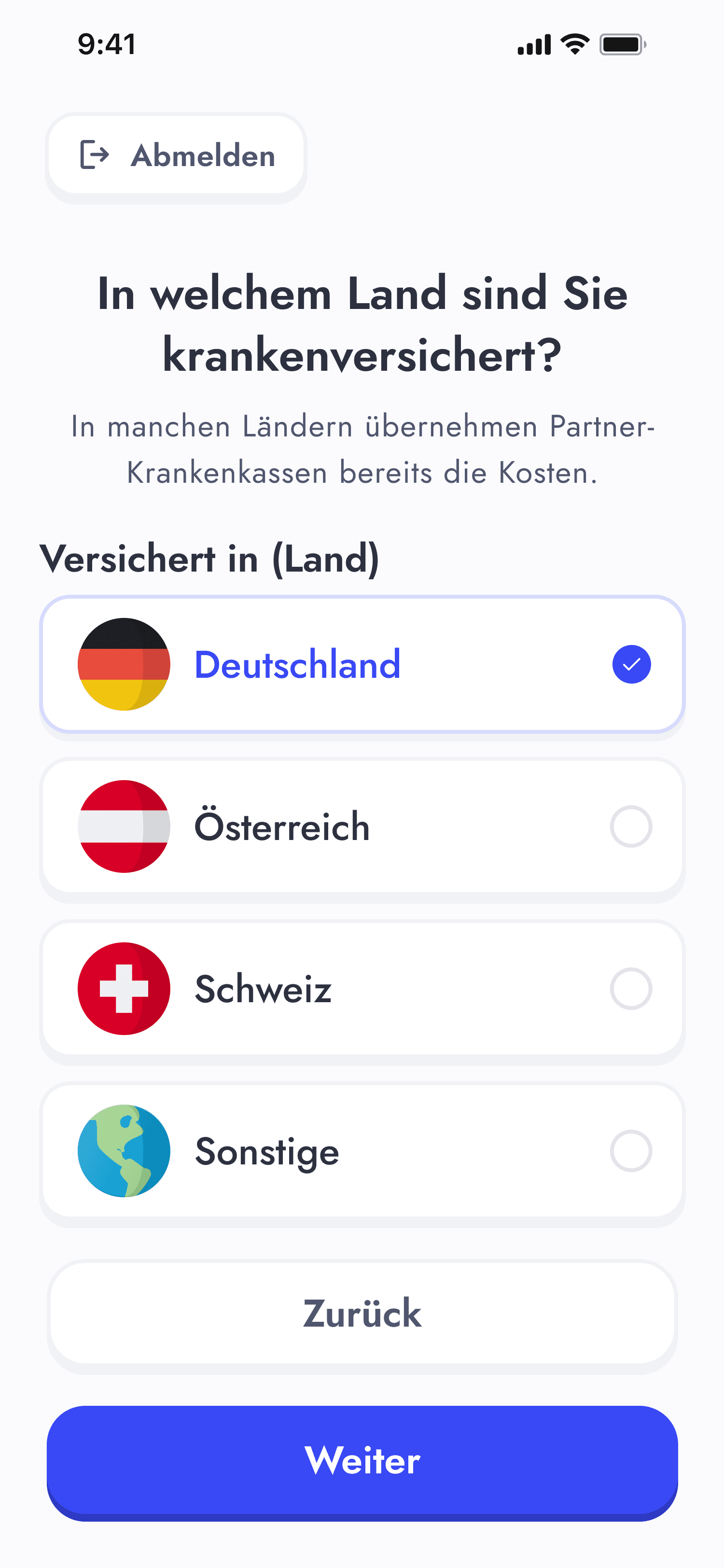 In welchem Land sind Sie krankenversichert?
